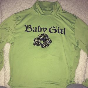 Green crop top turtle neck